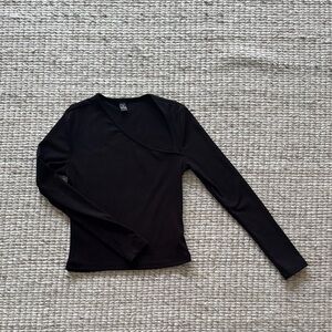 SHEIN Black Wrap Fitted Long Sleeve Blouse